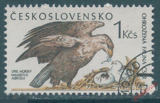 L55 Чехословакия 1989 3006 исчезающие виды Птиц. орлан-белохвост. Хищные птицы. Фауна