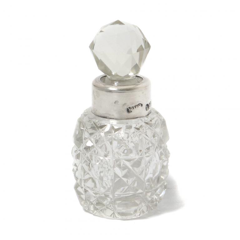 Флакон. Хрусталь, серебро 925 пробы.  Англия, 1903 год