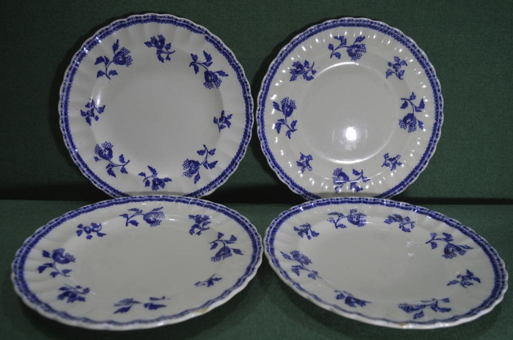 Тарелки фарфоровые (4 штуки), Коупленд. Роспись кобальт. W.T. Copeland Sons. Англия.