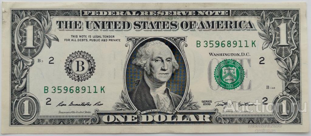 сша 1 доллар 2009 B