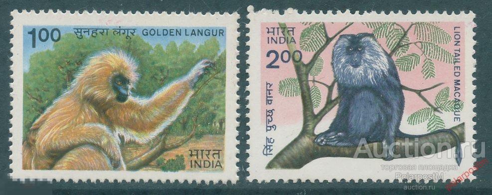 L55 Индия 1983 962-963 Индийская дикая природа. Обезьяны. Фауна