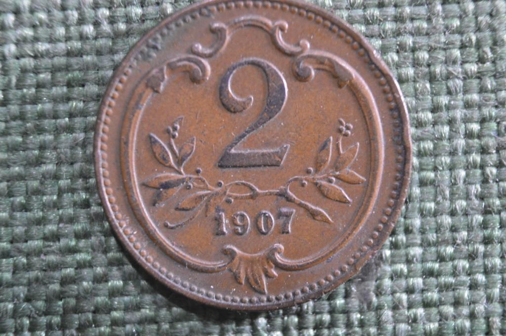 Монета 2 геллера 1907 года, Австрия.
