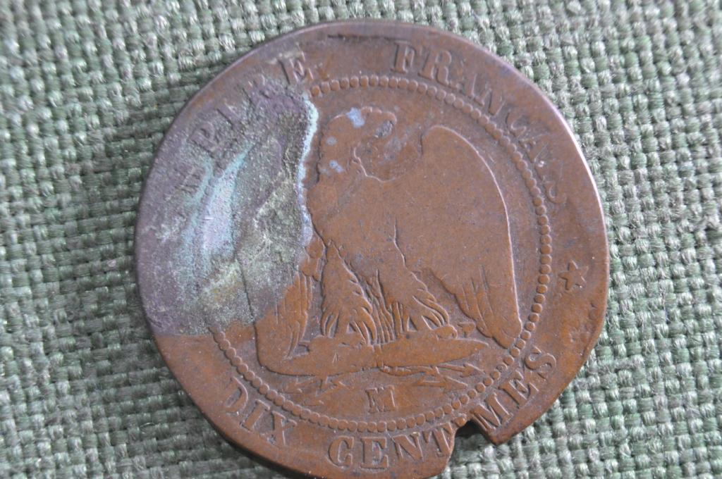 Монета 10 сантимов 1852-1857 года, Франция. Наполеон III. Centimes. Napoleon.