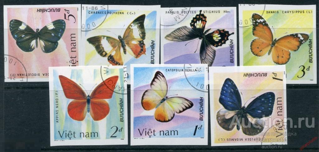 L55 ВЬЕТНАМ 1987 1802-1808 Бабочки. Насекомые. Фауна