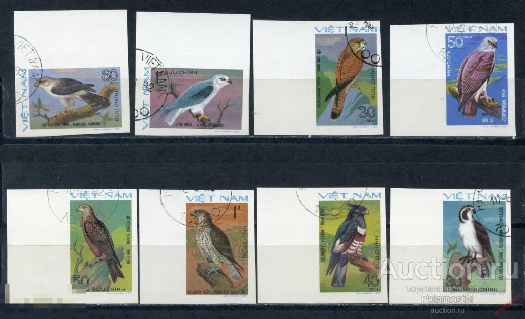 L55 ВЬЕТНАМ 1982 1232u-1239u Хищные птицы. Фауна. Соколы. Орлы