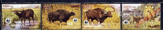 L55 КАМБОДЖА 1986 823-826 WWF Всемирная охрана природы. Буйволы