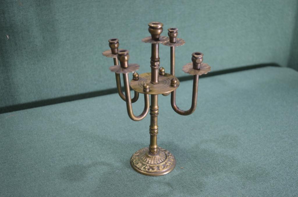 Подсвечник на 5 свечей. Латунь. Середина 20-го века.