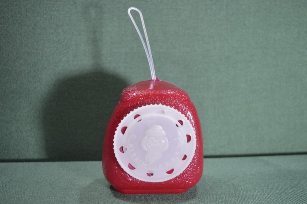 Коробка для Новогоднего подарка "Рюкзак Дед Мороз". Красный. Елка. СССР.