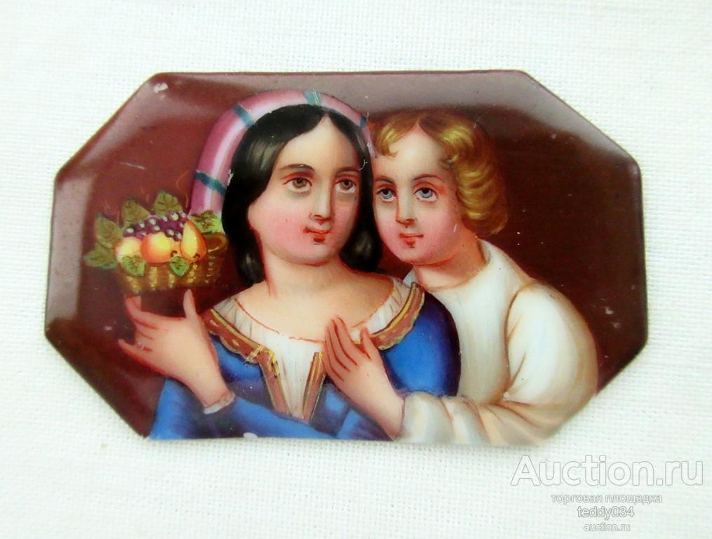 Живопись на фарфоровой пластине , жанровая миниатюра.