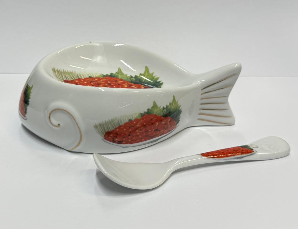 Икорница с лопаткой (ложкой) рыба рыбка НОВАЯ