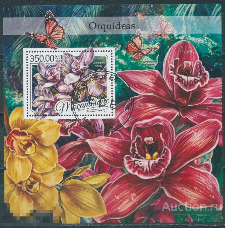 МОЗАМБИК 2016 М003-1 Цветы – Орхидеи. Насекомые. Бабочки