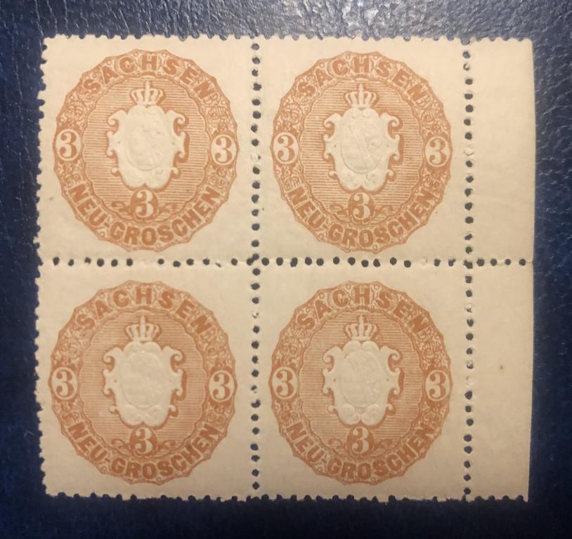Саксония №18 MNH.** Квартблок.RARE.
