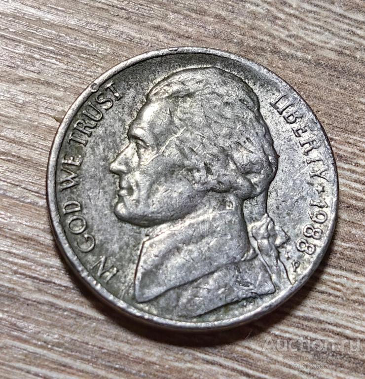 5 центов 1988 год США P Филадельфия