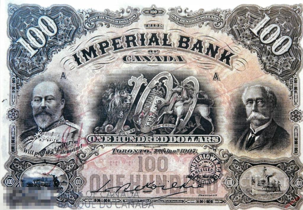 MG10 Канада 1907 год 100 долларов (копия)