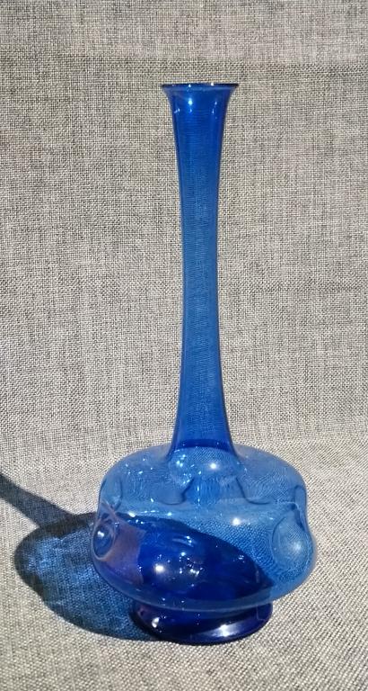 Ваза вазочка винтаж Коллекционное художественное стекло Германия 1970 синее кобальтовое