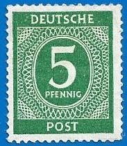 Германия 1946 MiNr 915a. Стандарт. Цифры** (1/27) (3 € | $ ) MNHOG (ЧБН)