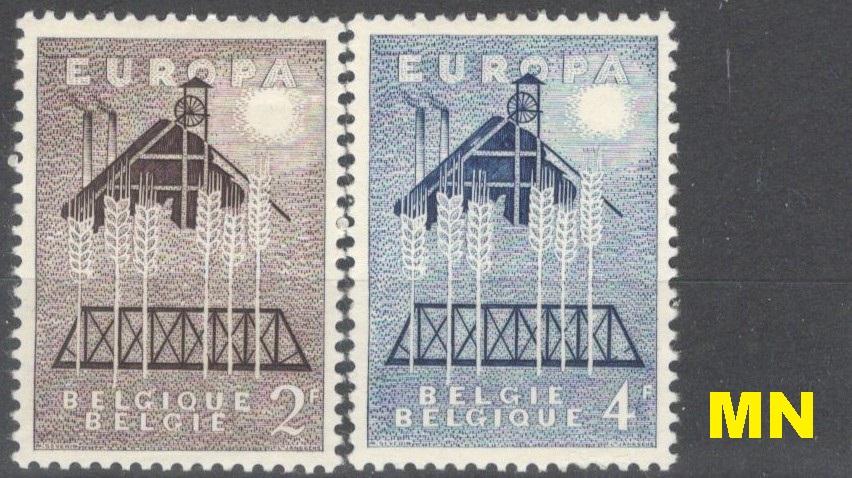 Бельгия, 1957, № 1070,1071,  € 3, MN, полн., Europa CEPT