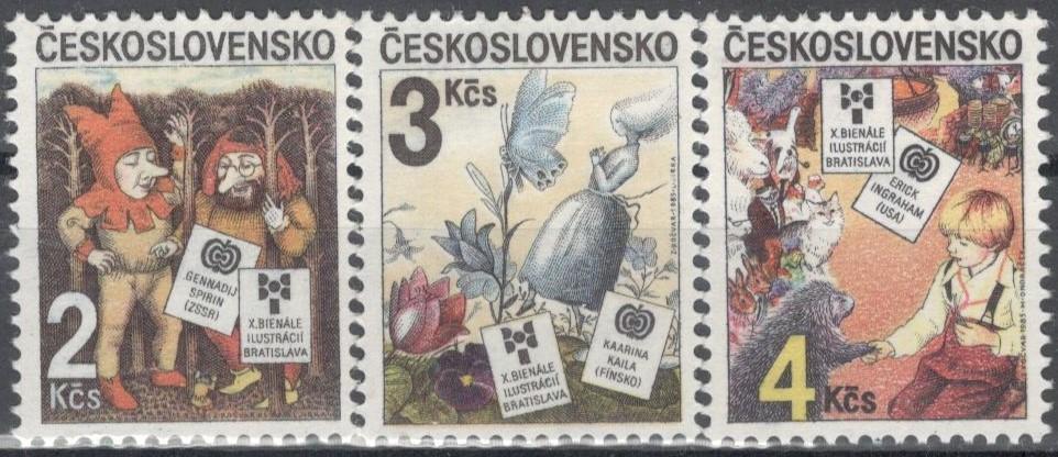 Чехословакия, 1985, № 2828-2830, € 2,3, MNH, Биеннале детской книжной иллюстрации, Братислава