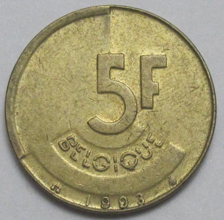 Бельгия 5 франков 1993 г.
