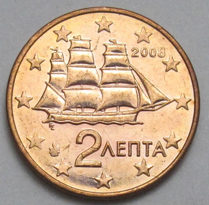 Греция 2 евроцента, 2 лепта  2008 г.