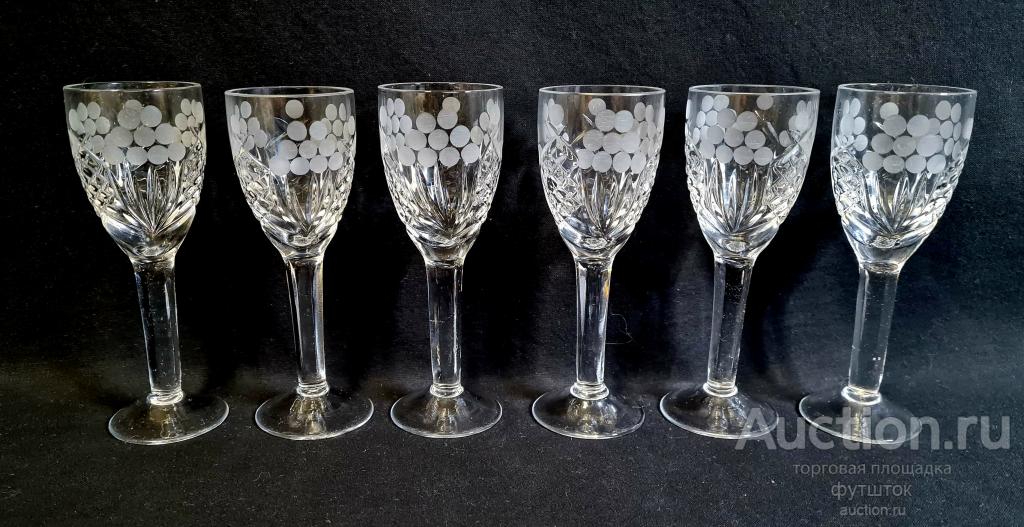 РЮМКИ ДЛЯ ВОДКИ ХРУСТАЛЬ СССР 6 ШТУК .... 412 34