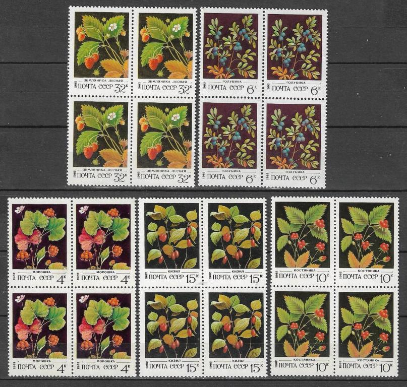 СССР 1982 г.  Ягоды Растения Флора КВБЛ. **