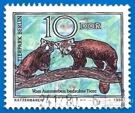 ГДР 1980 MiNr 2523. Исчезающие животные. Бинтуронги. (0.2 € | $ 0.25) U