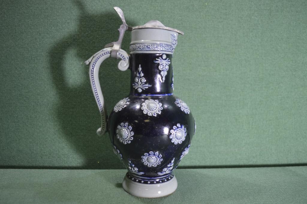 Кувшин для вина, пива. С крышкой. Растительный узор. Керамика, Германия.