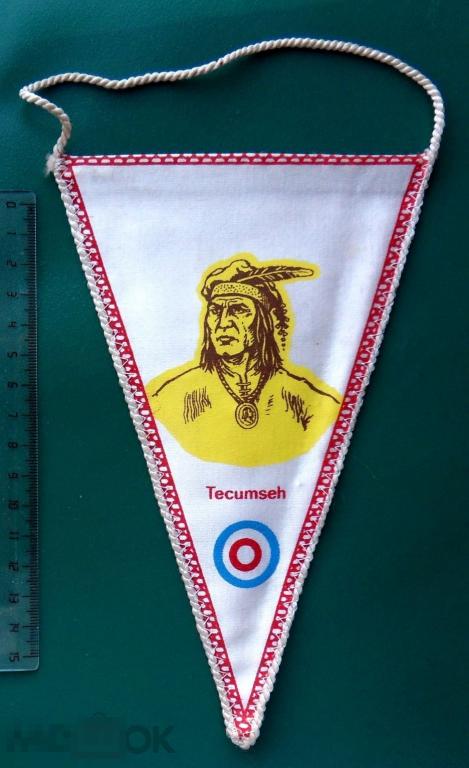 ИНДЕЙЦЫ Tecumseh. Sitting Bull. вымпел ГДР.  РЕДКИЙ!!! люкс!!!