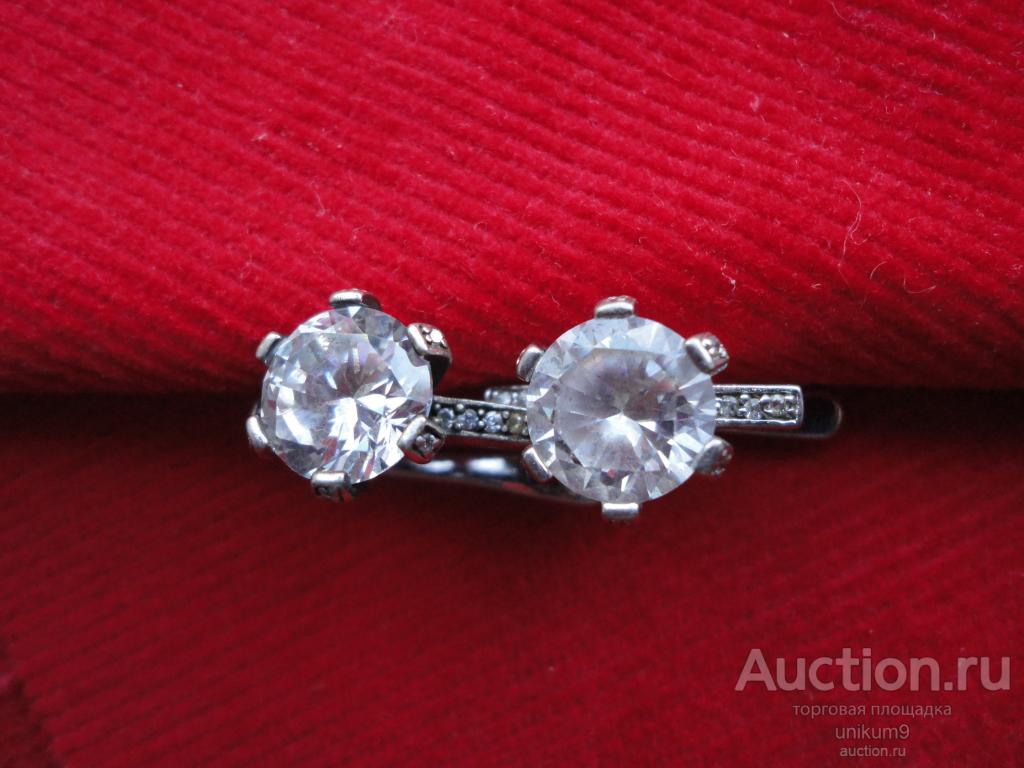 серьги  серебро .  клейма,  925пр.  фиониты.