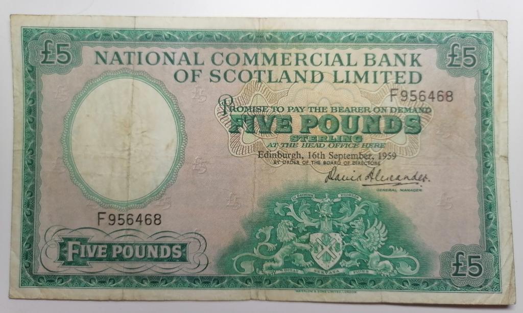 Шотландия 5 фунтов  1959 год  Pick 266