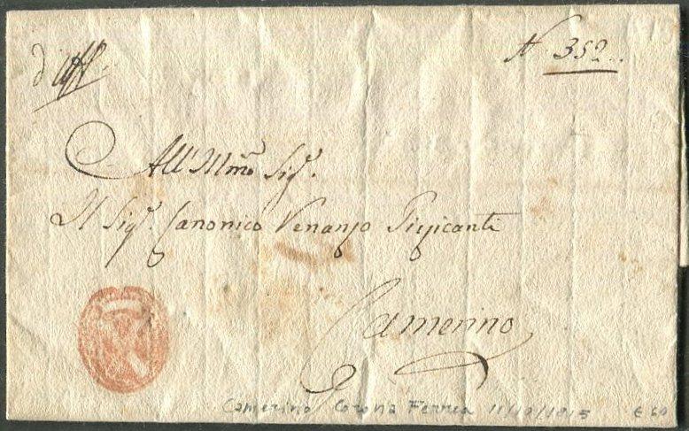 Италия 1815 Папское государство Stato Pontificio домарочное письмо Camerino