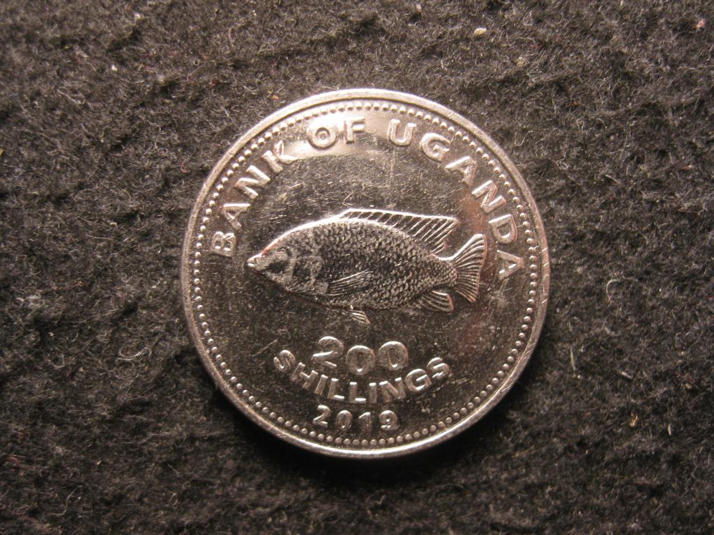 Уганда 200 шиллингов, 2019 AU, блеск, окунь, рыба, фауна, герб (4.25)