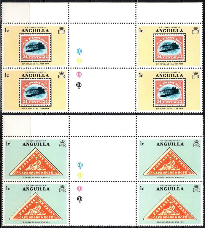❤1979 Ангилья Сцепка Гаттер-Пара Поле Mi 347-348 MNH OG