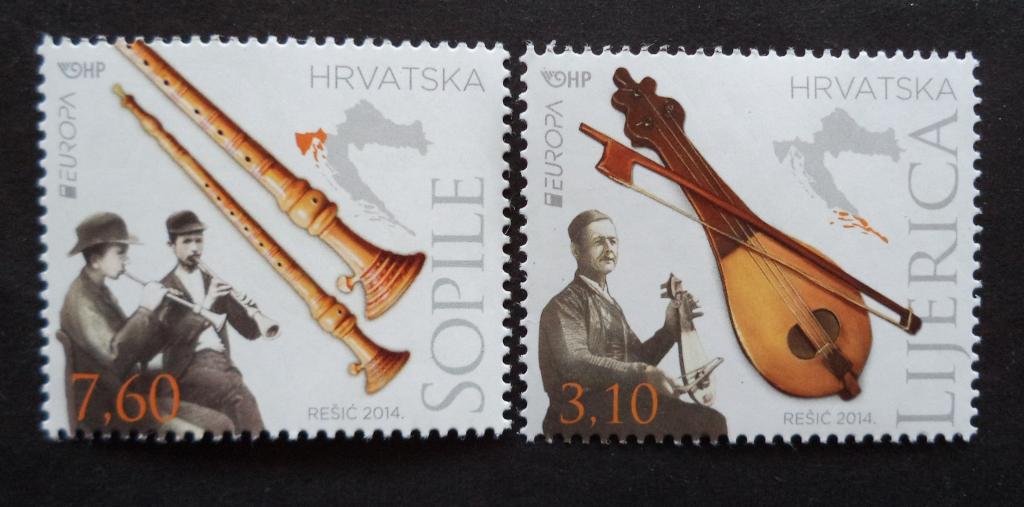Хорватия  2014 г. Европа . Музыкальные инструменты **   Л.2
