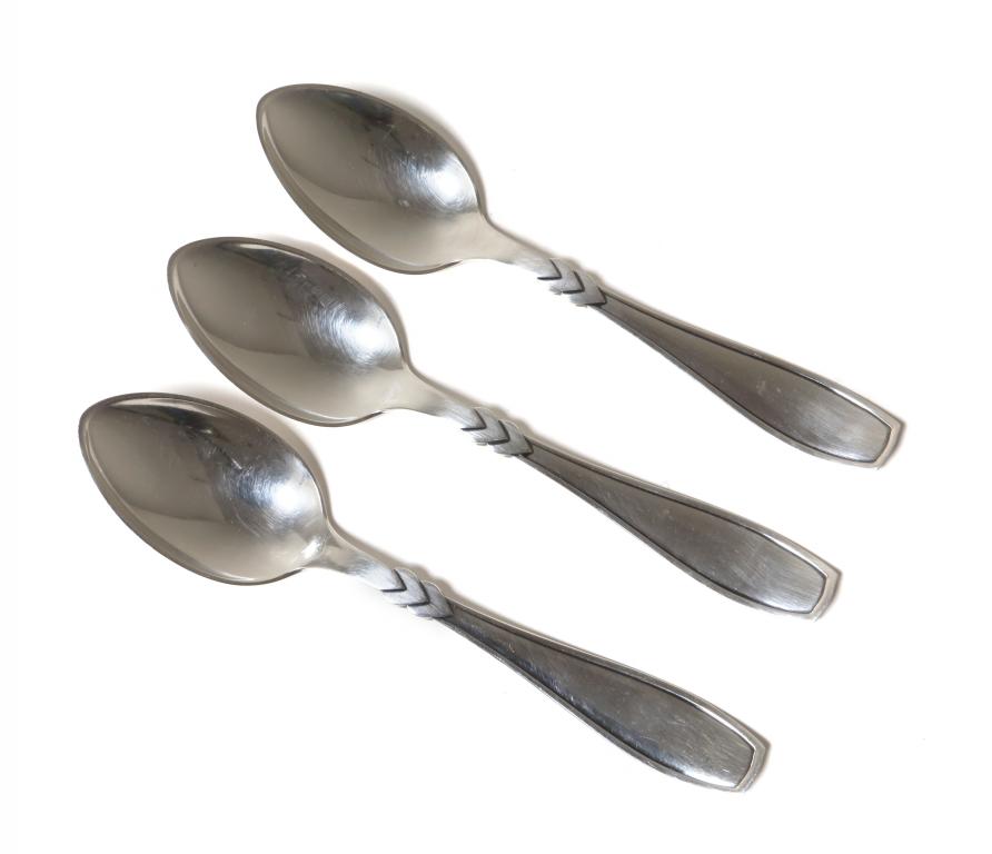 Серебряные обеденные ложки, 3 шт. Дания, 1957 год