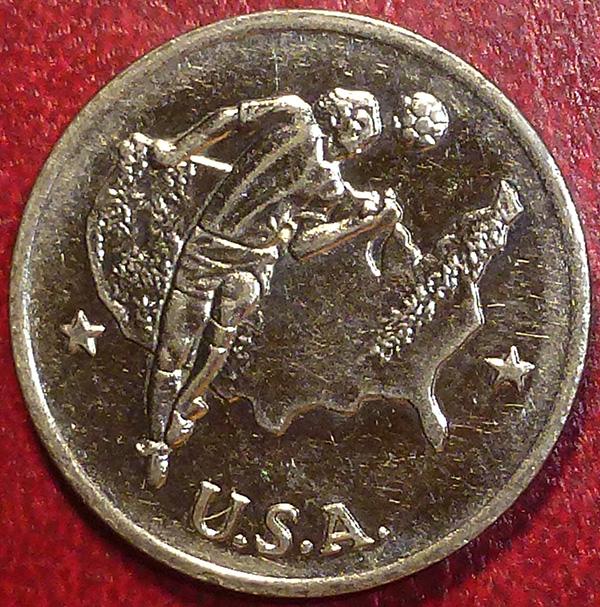 Великобритания. Жетон 1990 год. ЧЕМПИОНАТ МИРА ПО ФУТБОЛУ - США. Футбол.