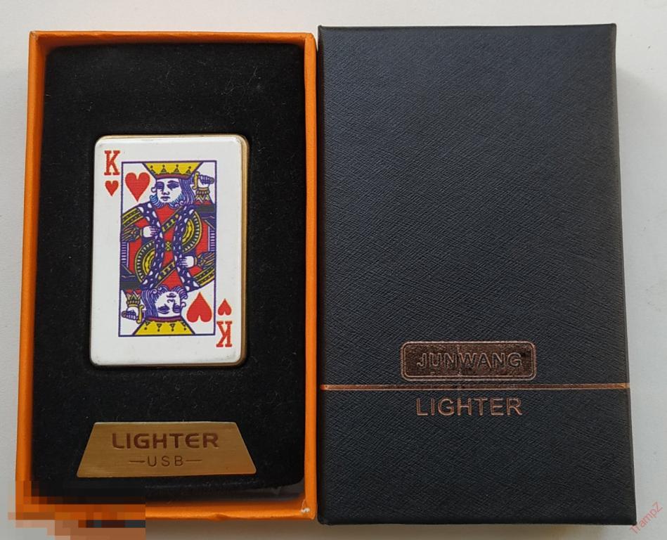 Зажигалка USB карта игральная король червей #К3