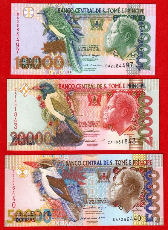 Сан Томе и Принсипи, 10000, 20000, 50000 добра, 1004, 1996, 2010 гг., UNC
