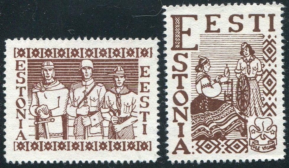 Эстонская эмиграция 1951 скаутское движение в Эстонии рыцарь солдат скаут виньетки непочтовые (*)
