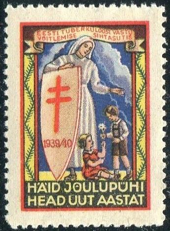 Эстония 1939-1940 борьба с туберкулезом / защита детей Рождественская виньетка непочтовая ** MNH
