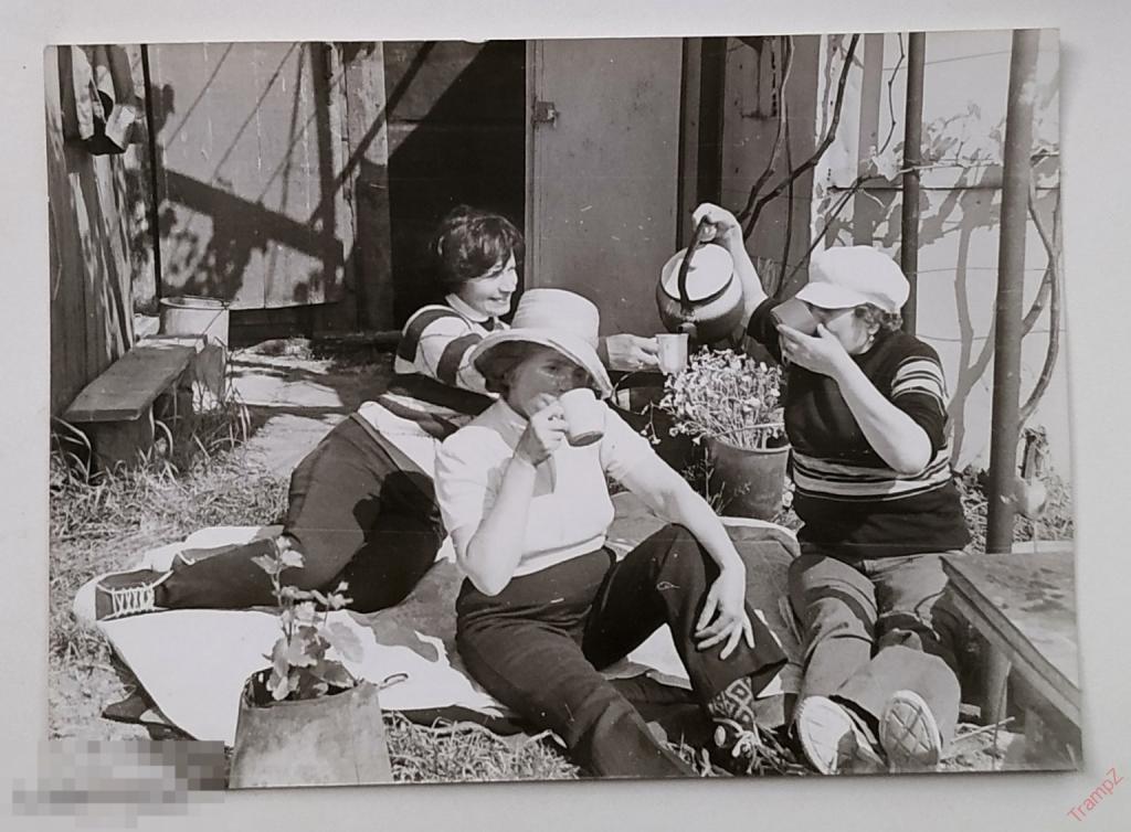 Фотография советские люди, женщины, отдых пикник, чаепитие чайник #128