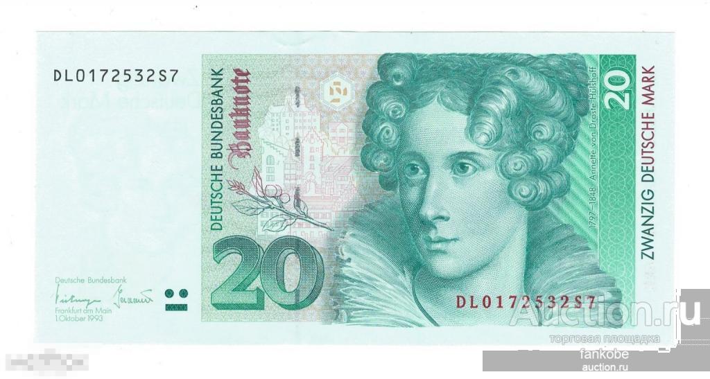 Германия ФРГ 20 марок 1993 года. Состояние UNC!