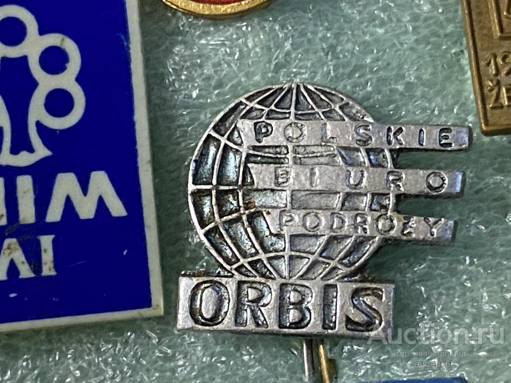 Знак ИНОСТРАННЫЙ значок ORBIS ОРБИС ПОЛЬША ТУРИСТИЧЕСКОЕ БЮРО. СЕРЫЙ  РЕДЧАЙШИЙ