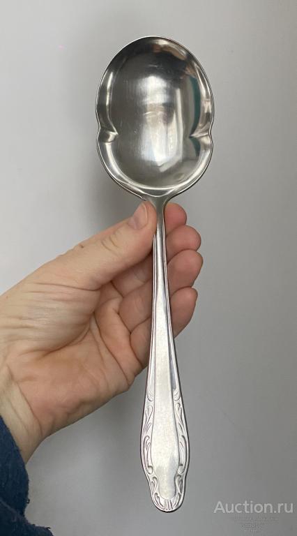 Глубокая салатная фигурная ложка  нержавейка СССР