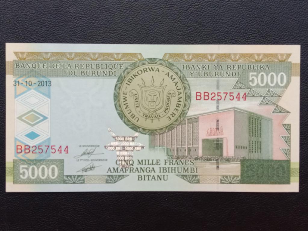 Бурунди 5000 франков 2013г.  UNC   Р.48с
