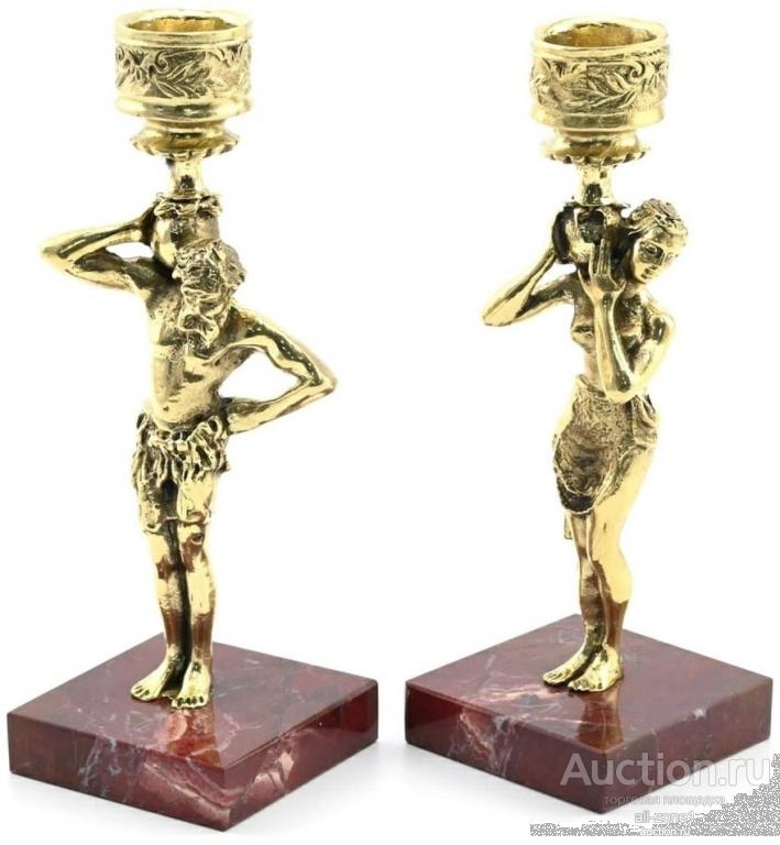 Пара подсвечников ЛЮБОВЬ на подставке из яшмы AZRK-1351-407-3