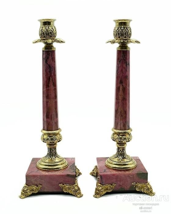 Пара подсвечников из родонита AZRK-3730-306