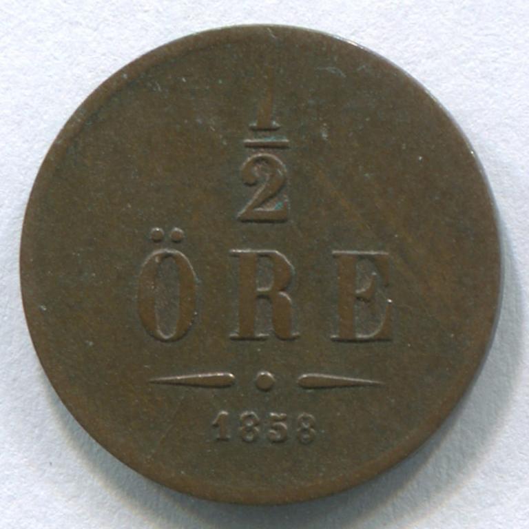 ШВЕЦИЯ 1/2 ЭРЕ 1858 VF