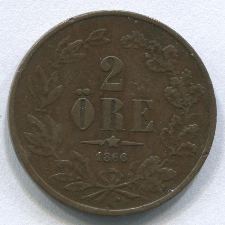 ШВЕЦИЯ 2 ЭРЕ 1866 VF